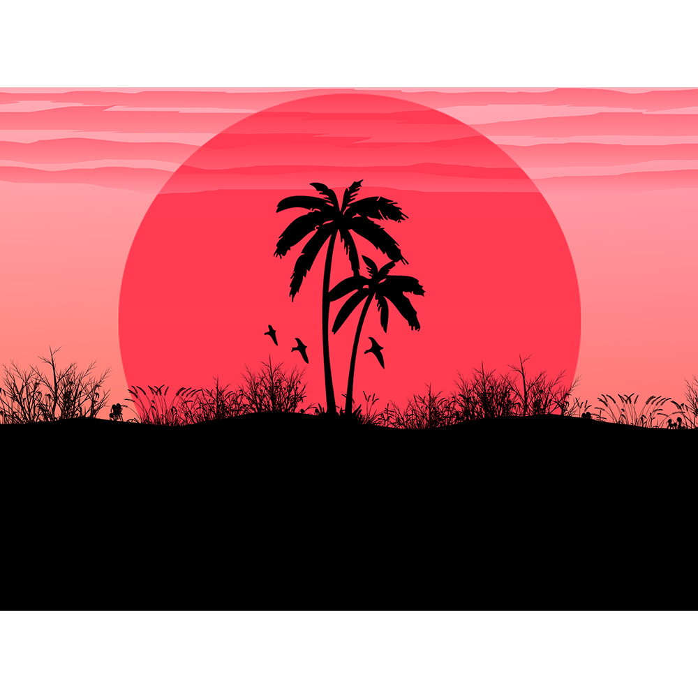 日没 自然 ヤシの木 太陽 アートパネル