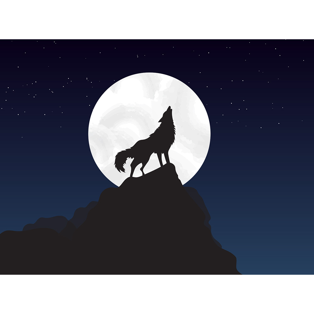 狼 月 アートパネル 夜間 動物