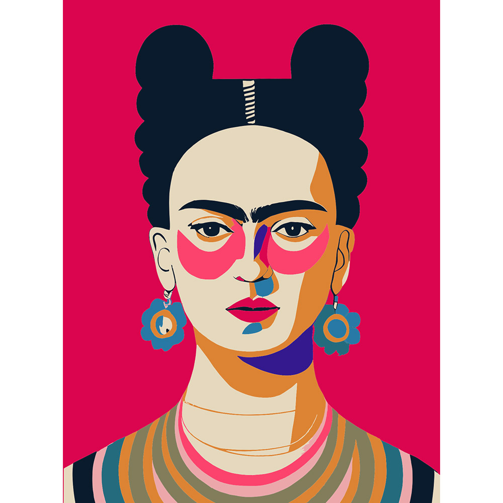化粧 絵 フリダ Kahlo アートパネル 幾何学