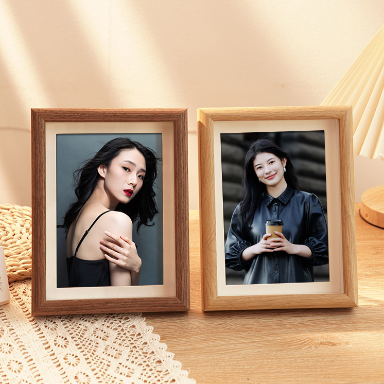 フォトフレーム 小さい 軽量 ウッド ブラウン