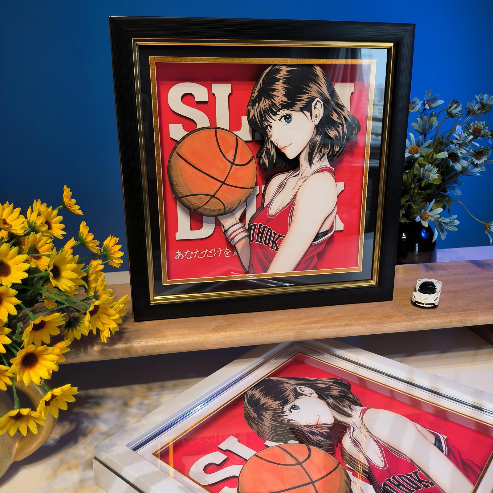 スラムダンク 赤木晴子 壁掛け インテリア おしゃれ 部屋 可愛い アニメ アートパネル 北欧 額入り ブラック 正方形-2