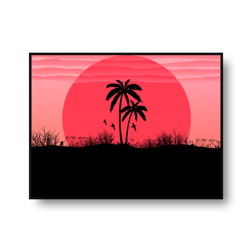 日没 自然 ヤシの木 太陽 アートパネル-3