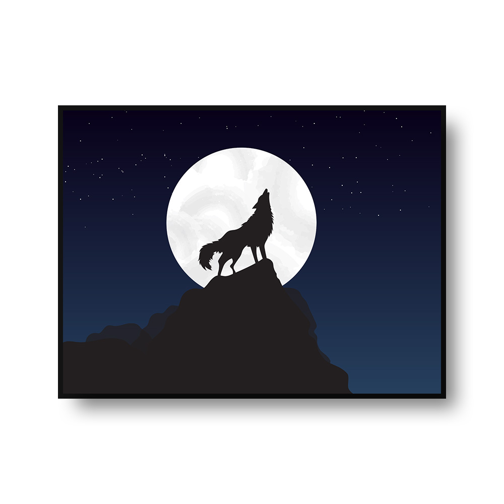 狼 月 アートパネル 夜間 動物-3