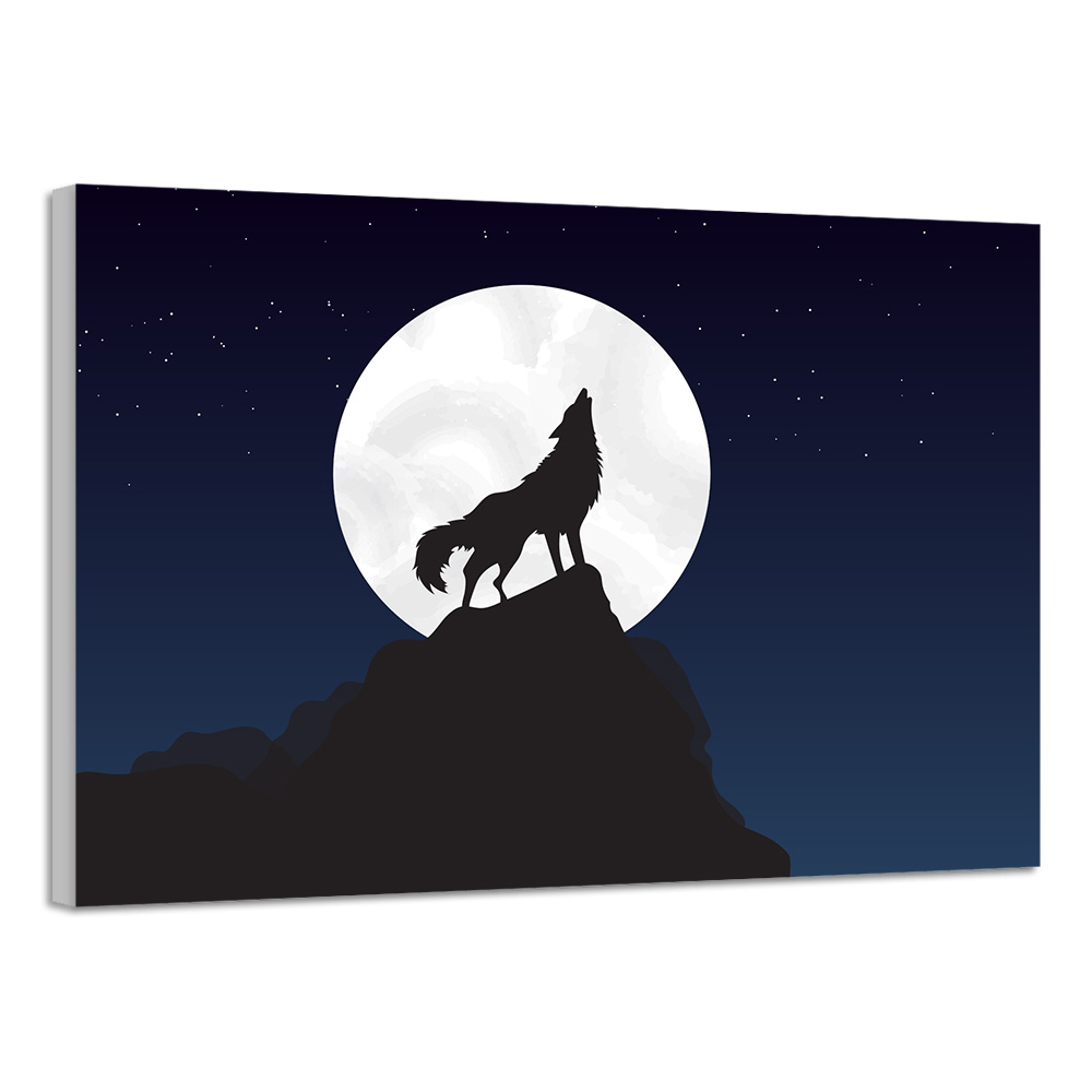 狼 月 アートパネル 夜間 動物-2