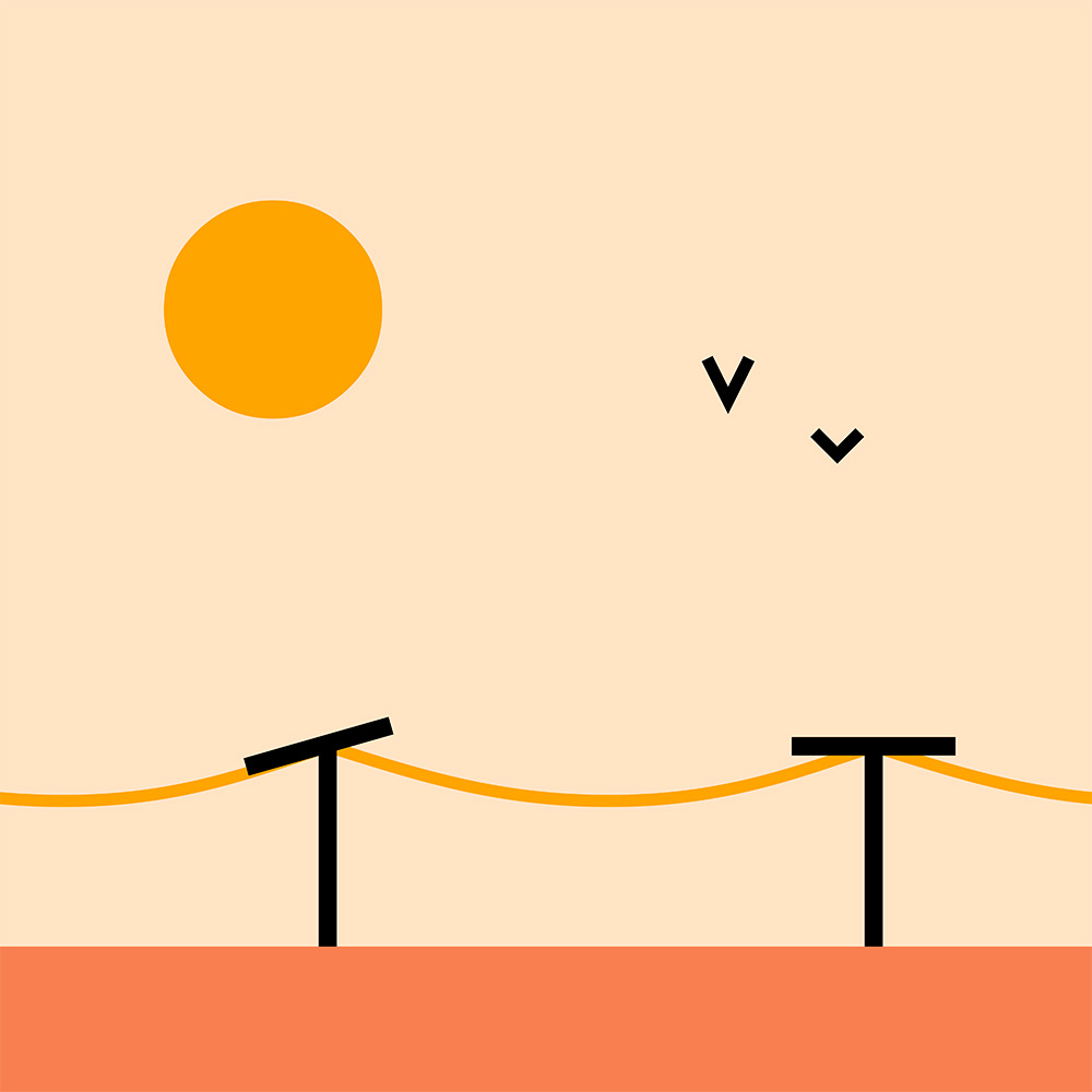 太陽 電信柱 日光 空 鳥 ケーブル 壁掛け ミニマリスト アート パネル