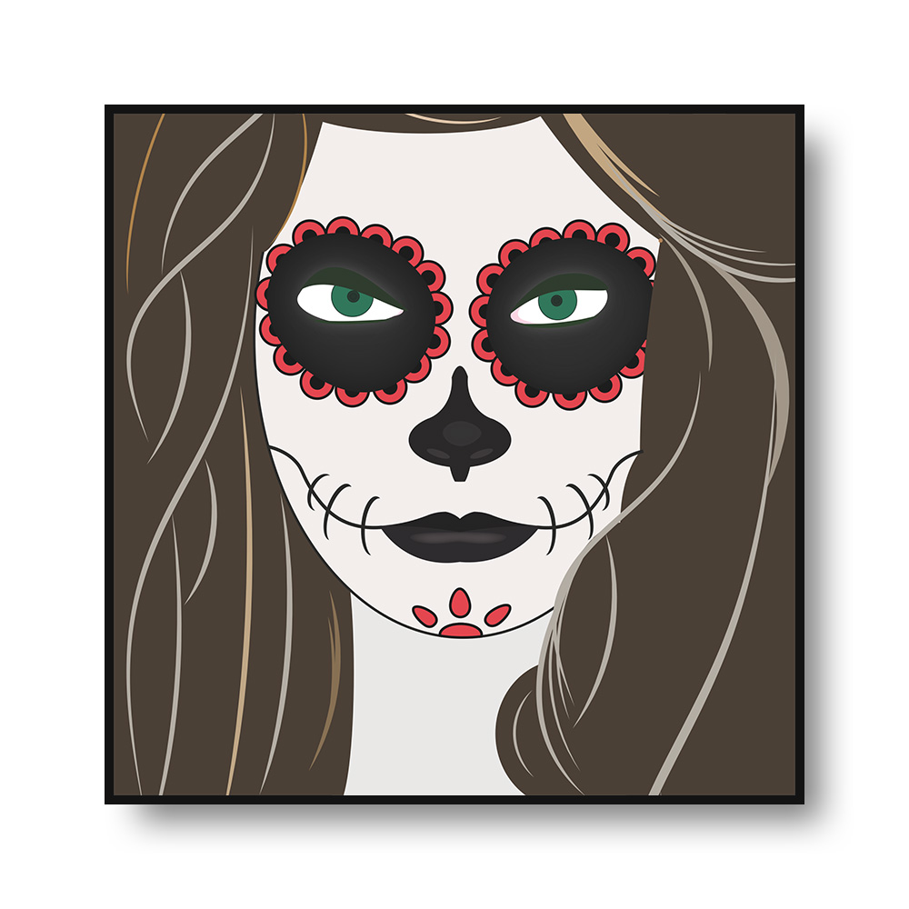 ハロウィーン 女の子 化粧 壁面飾り カラベラ ラカトリーナ 死者の日テロ 肖像画 アートパネル-3