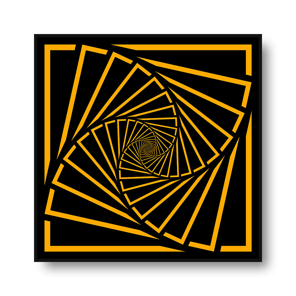 黄色い四角 螺旋 壁掛け ねじれ ジオメトリ アートパネル-2