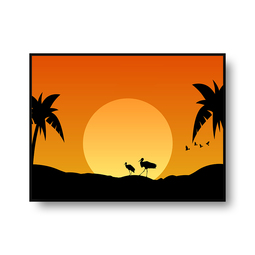 夕日 ビーチ 自然 丘 海 日光 風景 アートパネル-3